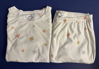 SONOMA Top & Pants Terciopelo Pijama Conjunto para Dormir / Salón ~ Marfil Estampado Estrellado Talla LG Foto 1 de 4