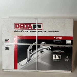 Delta N480-WF 4 Hole Sink Brand Single Handle Kitchen Faucet 1996 - Picture 1 of 9