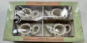 Teteras anillos servilleteros Pfaltzgraff azul blanco - Juego de 4 - Imagen 1 de 4