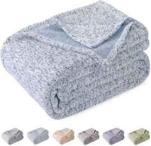 KAWAHOME Knit Blanket Lightweight Warm Fuzzy Heather Jersey Blankets All Season