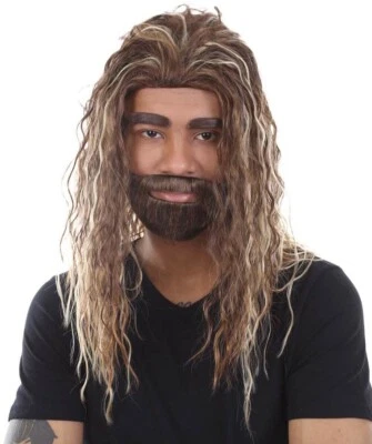 Peruca masculina Sea Hero com bigode e conjunto de barba, boné respirável premium, HM-1248A - Imagem 1 de 4