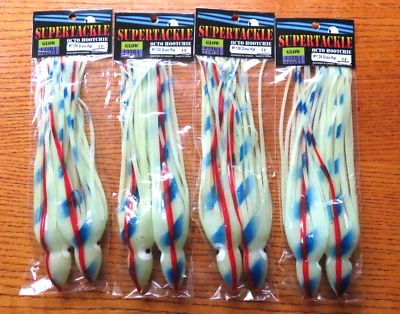 8 X SUPERACKLE - GLOW PAT - #1138 - 81/2" FALDAS DE TROLLING Y JIGGING BIG GAME Foto 1 de 4