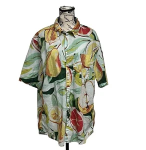 H&M Fruit Novelty Classic Fit Cotton Shirt Sheer Beach Cruise Preppy Casual XL - Picture 1 of 9