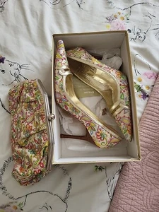 Dune Silk Embroided Courts And Matching Handbag Genuine Y2k - Picture 1 of 10