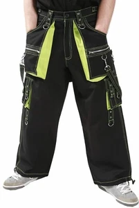 Pantalones punk rock góticos verdes con hilos muertos para hombre - Imagen 1 de 6
