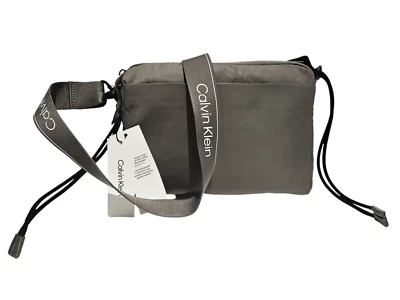 Calvin Klein Elephant Gray Nylon Crossbody Shoulder Tip Zip Bag - Image 1 of 4