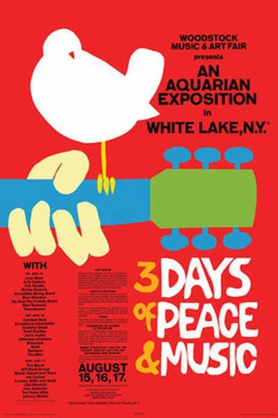 WOODSTOCK CONCERT POSTER - 24x36 MUSIC FESTIVAL RED 24772