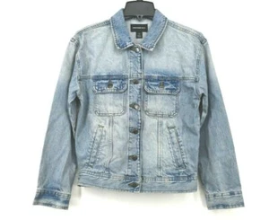 Something Navy Womens Blue Button Front Long Sleeves Light Wash Denim Jacket XXS - Picture 1 of 8
