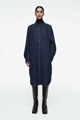COS indigo Denim midi shirt dress size 40 worn once like new RRP $249.00 - image 1 of 4