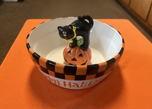 “Happy Halloween”  Cat With Pumpkin Dip Bowl For Party Event Table Decor - Picture 1 of 6