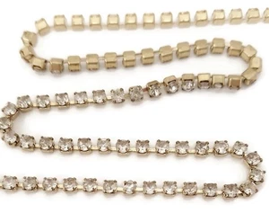 Diamantes de imitación de cristal austriaco vintage de 29 pulgadas de 2,25 mm. Cadena ancha de latón 1204 - Imagen 1 de 4
