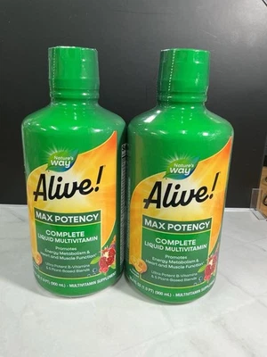 Paquete de 2 multivitamínicos líquidos Nature's Way Alive potencia máxima 30,4 fl oz CADA UNO 2/26 Foto 1 de 4