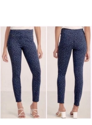 SPANX Jean-ish Ankle Leggings in denim leopard animal print size xs high rise - Image 1 of 4