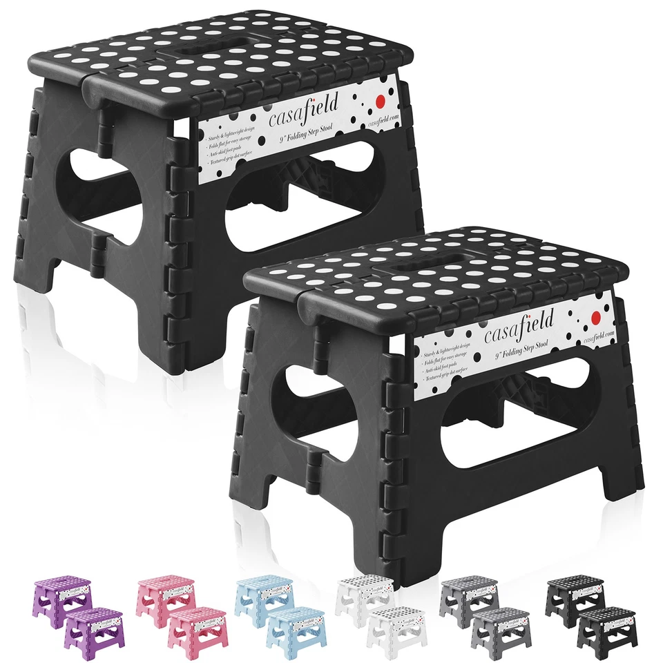 2 Pack - Collapsible Folding Plastic Kitchen Step Foot Stools with Handle - Image 1 of 1