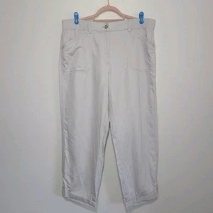 J.Jill Women's Linen Cotton Cropped Pants Cream Size Large Natural Casual Summer - Picture 1 of 12