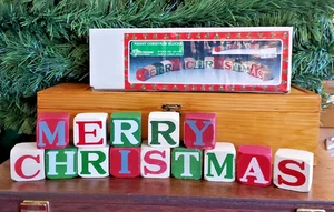 Bloques de letras de madera vintage Feliz Navidad alrededor del mundo JESÚS te ama ABC - Imagen 1 de 5