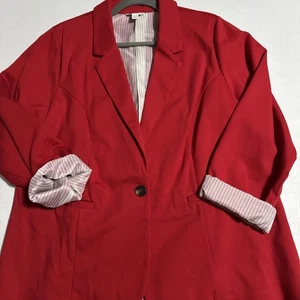 Cato Blazer Damen L 14/16 Rot Einknopf Sakko Anzug Langarm Stretch Kerbe - Bild 1 von 4