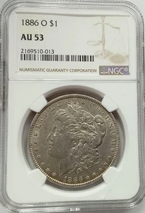 1886-O Morgan Silver Dollar NGC AU 53 - Picture 1 of 1
