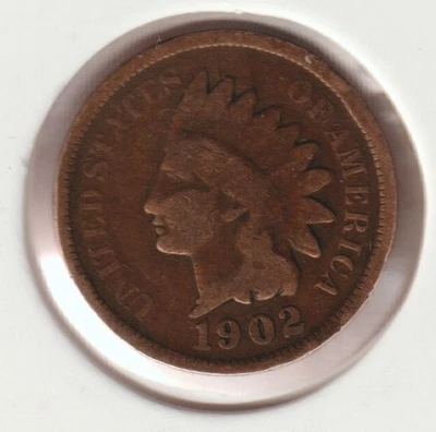 US Rare Old West 1902 Indian Head Penny Coin American Collection Shield Cent USA - Image 1 of 2