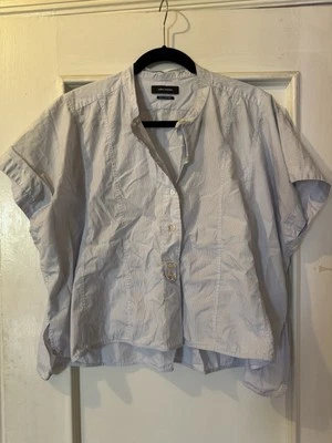 Isabel Marant Short Sleeve Stripped Blue And White Stripe Shirt Size 40 - Image 1 of 4