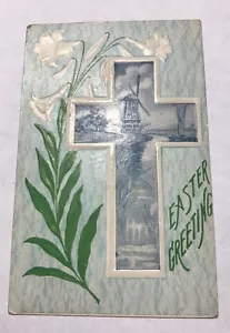 Vintage Used Easter Postcards PC Wind Mill No Stamp Easter Lily W-5 - Picture 1 of 7