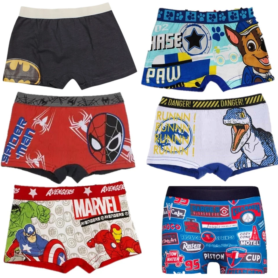 MARVEL / DISNEY / NICKELODEON Jungen Kinder 2er-Pack Paw Patrol Spiderman Avengers Boxershorts Unterwäsche 2-8 Jahre