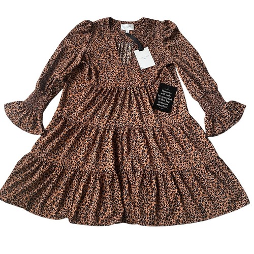 Abito Kenzo leopardato Tuckernuck Pomander Place taglia small scollo a V a strati nuovo