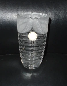 CRYSTAL CLEAR BELVEDERE 24% LEAD CRYSTAL 6.5" VASE FROSTED FLORAL DESIGN GERMANY - Picture 1 of 1