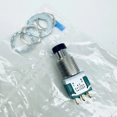 ALCOSWITCH MPG106F Pushbutton Switch SPDT Standard Panel Mount, 6-Amp/125V, 3-Amp/250V