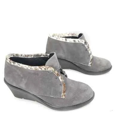 Женские Martino замши серый волос отделки шнурует вверх на танкетке ботинок размер 8 М - Изображение 1 из 2