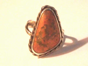 Vtg Navajo Native Sterling Silver Handmade Unakite Jasper Ring Sz 7.25 Signed S - Picture 1 of 4