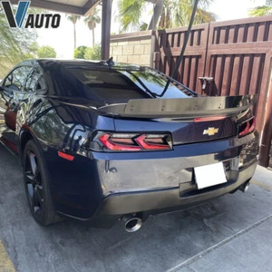 FOR 2014-2015 CHEVY CAMARO VLAND LED TAILLIGHTS GLOSS BLACK/RED LENS BRAKE LAMPS - Picture 1 of 13