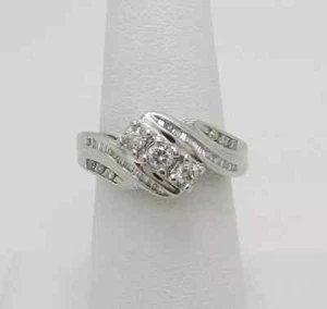 Moissanite 3Ct Channel Set Round Diamond Anniversary Ring Her In 14K White Gold - Picture 1 of 13
