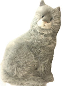 Mary Meyer Gray Cat Seated Fluffy 15 inches Stuffed Animal Large Realistic