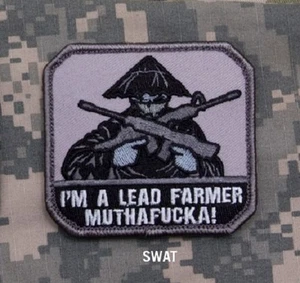 NYLON Morale Patch - Milspec Monkey MSM - LEAD FARMER MF - SWAT color - NEW - Picture 1 of 6