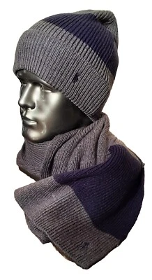Nuevo con etiquetas Polo Ralph Lauren Para hombres Conjunto de 2 Piezas Sombrero y Bufanda, Azul Marino/Gris ¡Gran Regalo! Foto 1 de 4