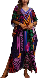 Kaftan Dresses for Women plus Size Bathing Suit Cover up Caftan Maxi Beach Dress - Picture 1 of 12