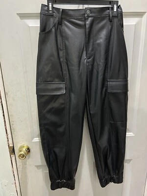 New!MADDEN NYC Mid Rise Black Beauty Faux Leather Cargo Jogger. Size L(11-13). - Image 1 of 4