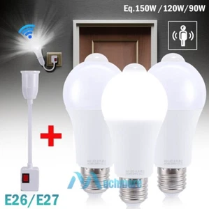 LED Light Bulb 90/120/150W Equivalent Motion Sensor Lamp Dusk to Dawn w/ Socket - Picture 1 of 54