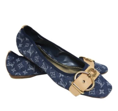 Zapatos sin cordones planos de ballet Louis Vuitton azul denim para mujer talla US 8,5 IT 38,5 Foto 1 de 4