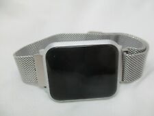 iTouch Digital Smart Wristwatch Silver Tone Rectangular Black Face 