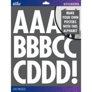 STICKO ALPHABET STICKERS - WHITE FUTURA REGULAR - X LARGE - 10 SHEETS - 6.5 cm - Picture 1 of 1