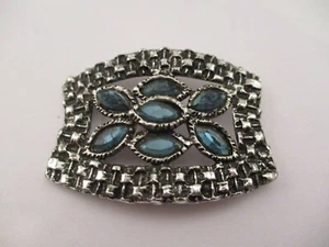Vintage Large Blue Rhinestone Decorative Clip Buckle - Picture 1 of 4