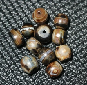 Set/Lot Of 11 Magic Tibetan Old Agate Multiple Symbols dzi Bead Loose Bead F DIY - Picture 1 of 6