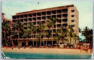 Honolulu Hawaii 1954 Postkarte Surfrider Hotel am Strand Waikiki - Bild 1 von 2