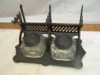 Cast Iron Eastlake Double Pot Glass Inkwell Dip Pen Holder Dual Victorian