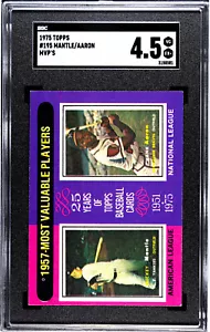 Tarjeta de béisbol Mickey Mantle Hank Aaron MVP 1975 Topps #195 SGC grado 4,5 MLB - Imagen 1 de 2