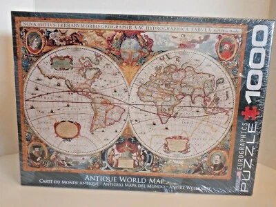New Antique World Map Eurographics 1000 Piece Jigsaw Puzzle - 19 1/4" X 26 5/8" - Image 1 of 4