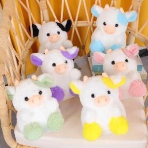 Cow Strawberry Doll Cute Cow Plush Animals Toys Pink, Black Sitting, 1PC 20cm 8" - Picture 1 of 24