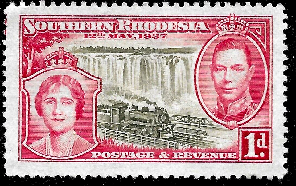 Rodesia del Sur Sc# 38 1937 Reina Isabel, Jorge VI MH POG TREN FERROCARRIL Foto 1 de 1